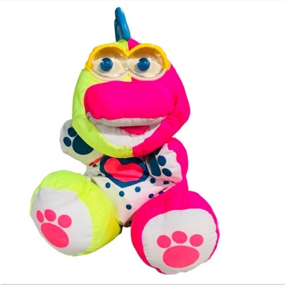 Fisher-Price Other - Vintage Fisher Price Puffalump Baby
Dinosaur With Rattle Eyes Plush Stuffed